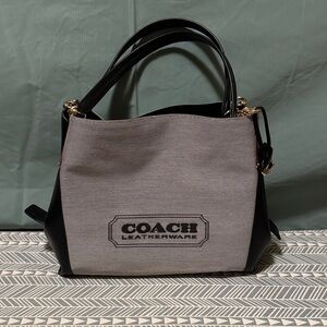 Coach Black and Gray Leather Shoulder Bag